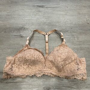 Aerie Lace Tan Plunge Halter Bralette Women’s Size XL